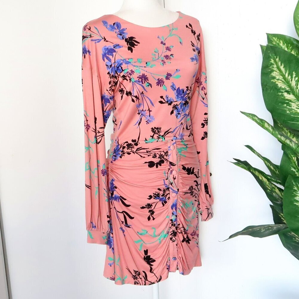 House Of Harlow 1960 x Revolve Siri Mini Dress Blush Fleur Long Sleeve Floral M - Picture 6 of 13